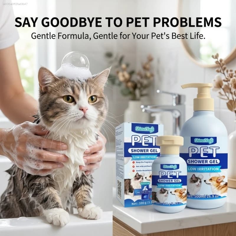 10-in-1 Instant Smoothing Pet Shampoo—formulated with botanical essential oils and anti-frizz properties, suitable for both cats and dogs; it quickly and safely smooths the coat, leaving it soft, shiny, and easy to comb.