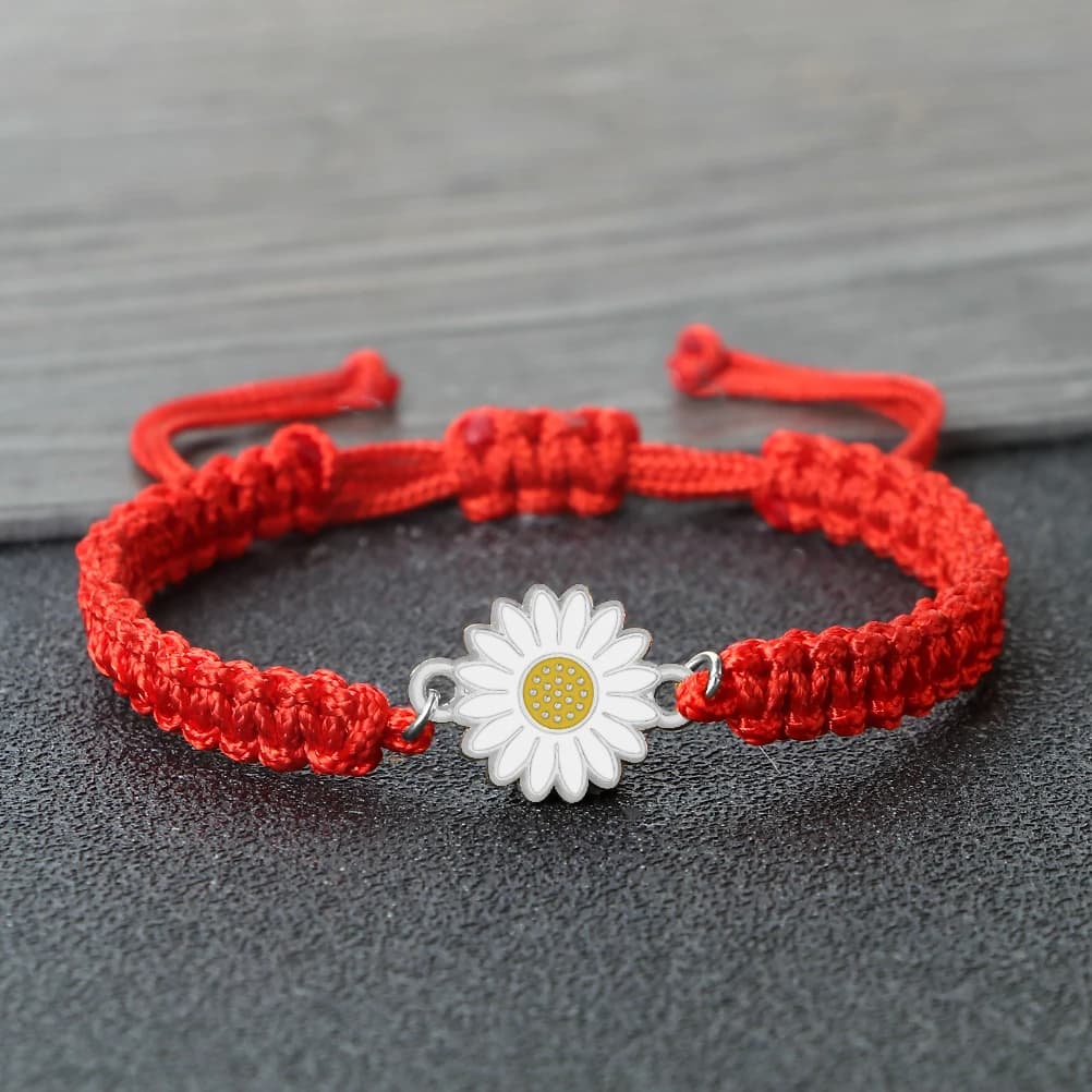 Hot Summer Daisy Charms Bracciale Rosso Nero Colore String Coppia Braccialetti Catena Donne Guarigione Pulsera Gioielli Regalo per un amico