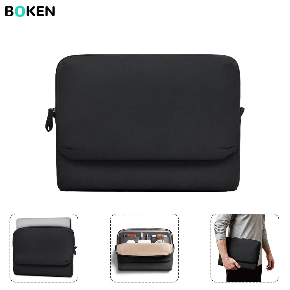 Borsa per Laptop 13-14 Pollici per MacBook Air/Pro, Dell, HP, Lenovo, Surface con Area di Archiviazione per Elettronica Integrata, Custodia da Viaggio per Affari
