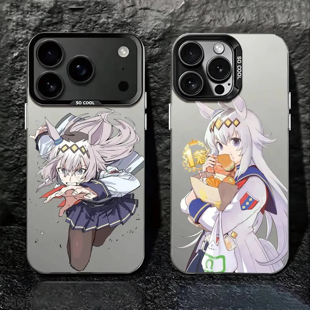 Oguri Cap Tamamo Cross UMA Phone Case For iPhone 17,16,15,14,13,12,11 Plus,Pro Max,XS,Colored Silver Plated Inside Cover