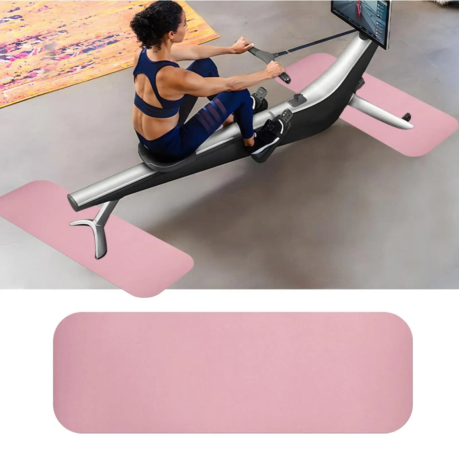 Tappetino per tapis roulant per tappeti, cuscino spesso antiscivolo, tappetino antivibrazioni 25x80 cm per cyclette, vogatore, yoga