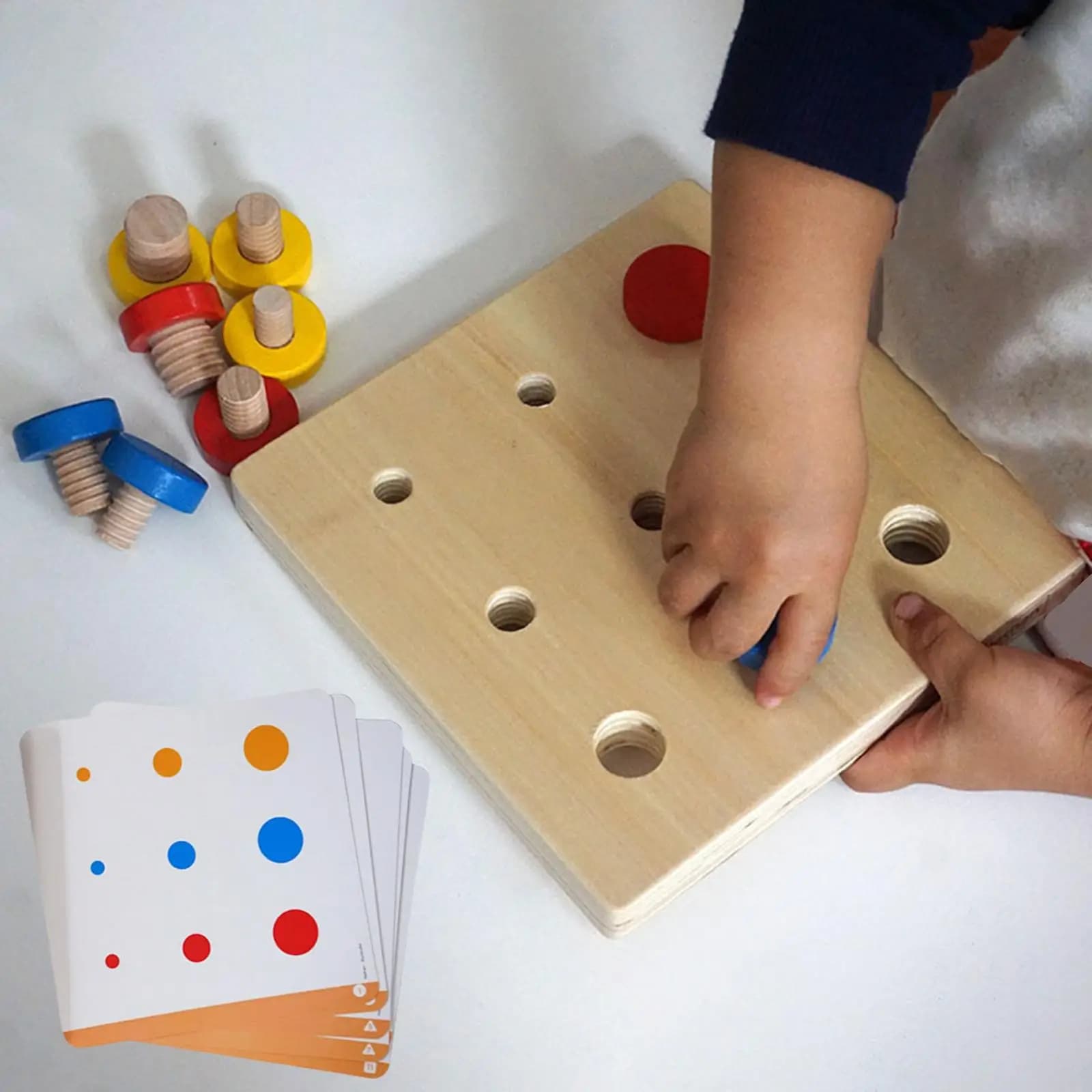 Montessori Wooden Board Game Funny 6 Cue Cards Portable Boys