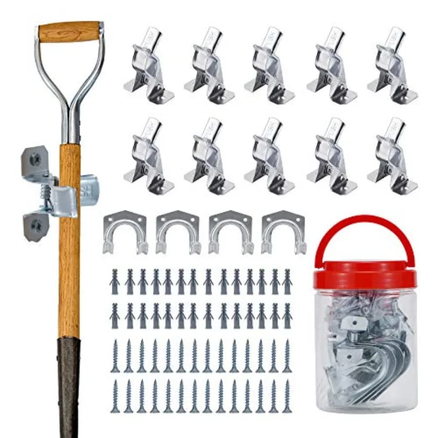 Supporto da parete per scopa e spazzola, in metallo resistente, per garage, giardino, capanno, magazzino, confezione da 14, nero