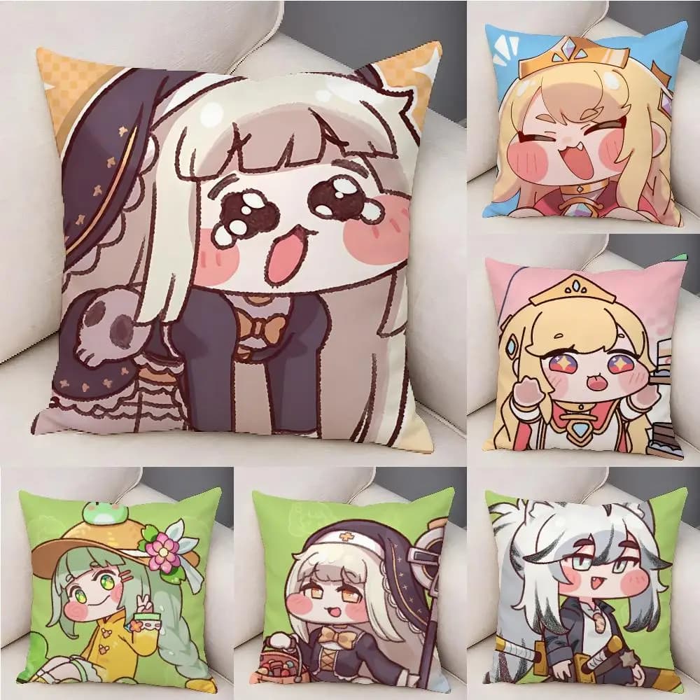Hot T-Trickcal C-Chibi Go G-Game Cushion Cover Plush Decorative Pillow Case With Hidden Zipper Fashion Room Decor For Home