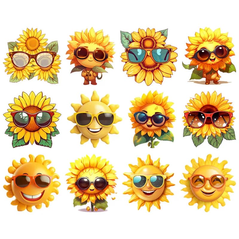 Cute Sun Cartoon Funny DIY Children T-shirt Backpack Decoration Ironing DTF Heat Transfer Vinyl Sticker For Clothes Canvas Bag