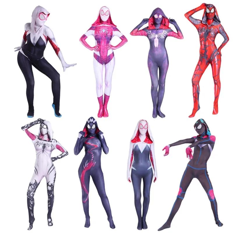 2025 Nuovo Cosplay Donne e Ragazze Spider Gwen Stacy Cosplay Zentai Costume per Venom Gwen Halloween Cosplay Ragno Femminile Vestito per Ki