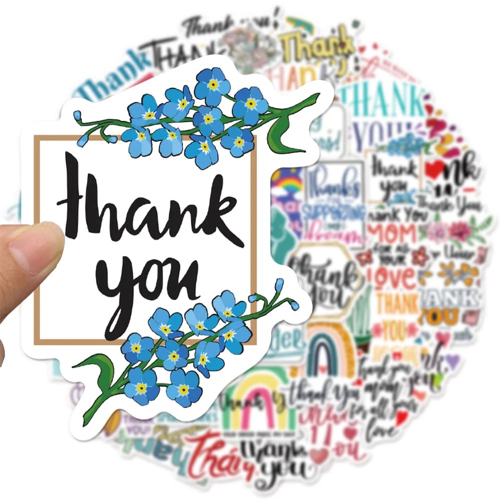 50PCS Thank You Game Stickers DIY Luggage Skateboard Notebook Gift Decoration Waterproof Stickers