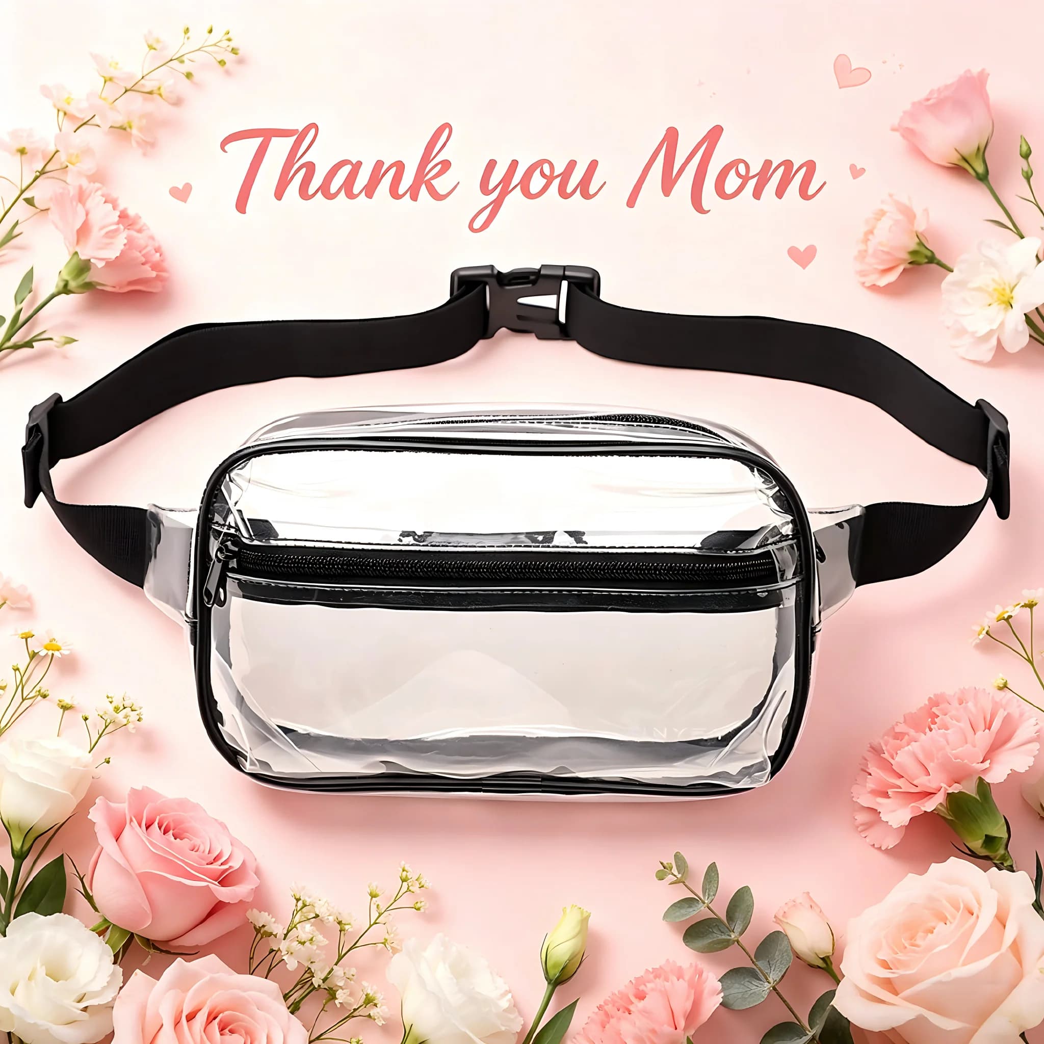 TINYAT Marsupio Trasparente Approvato per Stadi, Borsa a Tracolla Trasparente per Donne, Regalo per la Festa della Mamma, per Concerti, Sport e Festival