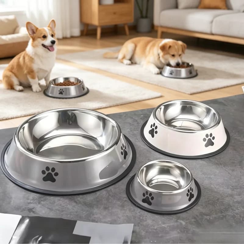 1PC Stainless Steel Cat & Dog Food Bowl, Anti-Fall Multi-Specification Feeding Bowl, Pet Supplies