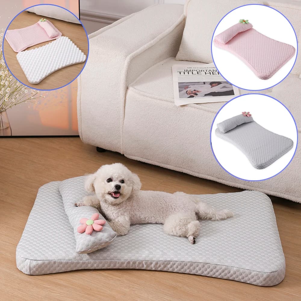 Comfortable Small Dog Sleeping Mat Soft Summer Cooling Dog Bed Cushion Washable Medium Cat Bed Accessories