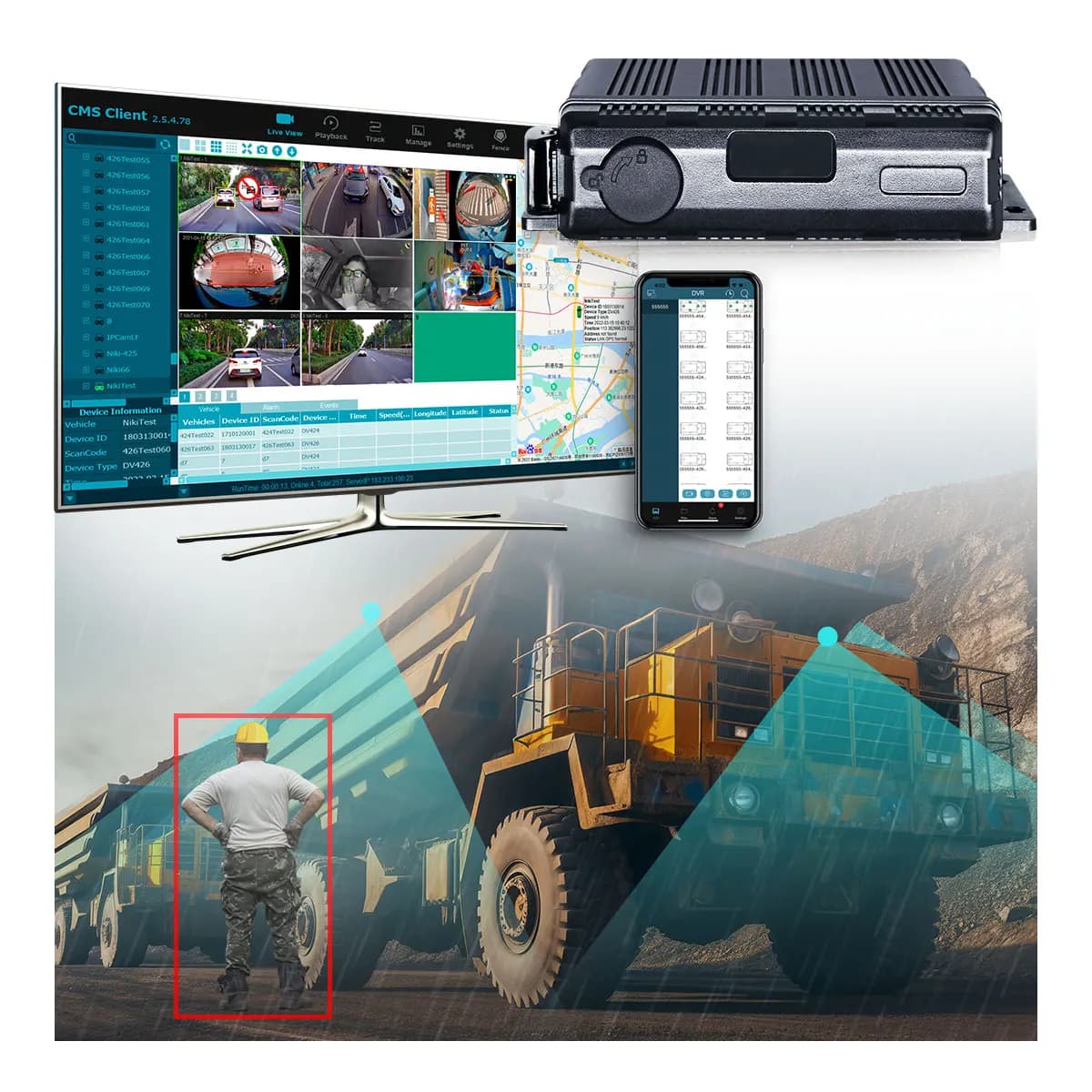 STONKAM 1080p 4ch Sd Card Mdvr Kit 4g Gps With ADAS+DMS+BSD+360 IP69K Waterproof