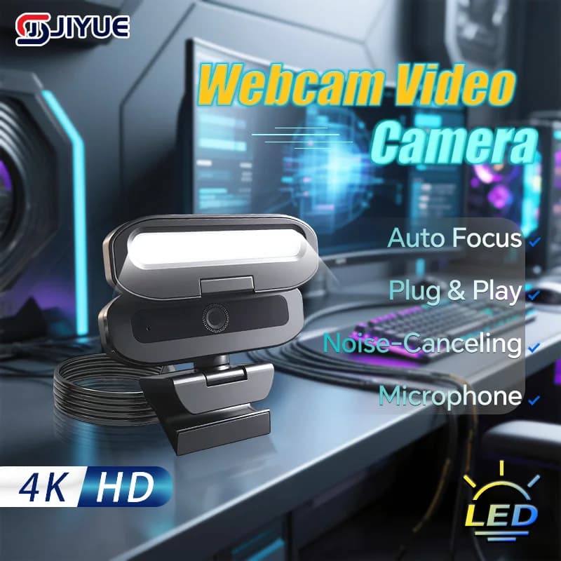 Updated online camera Webcam with 2K 4K privacy shutter with full shooting with plug play fill light Video camera for live meetings with automatic focus