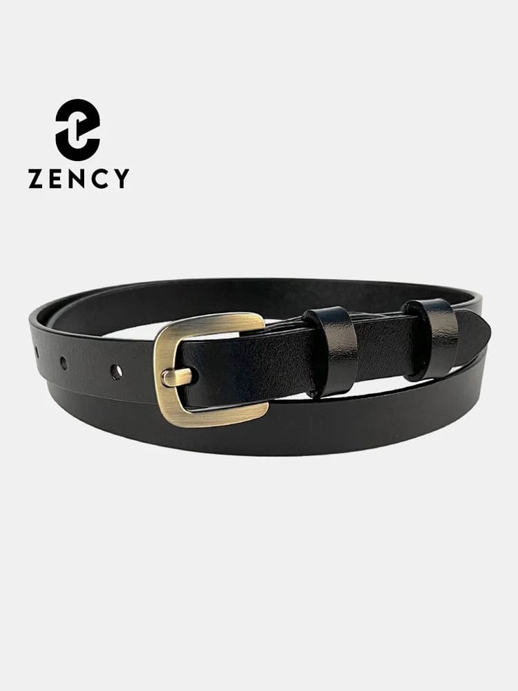 Zency Skinny Cow Leather Belts For Women Belt For Dresses Sweater Jeans Classic Ladies Waist Belts With Pin Buckle