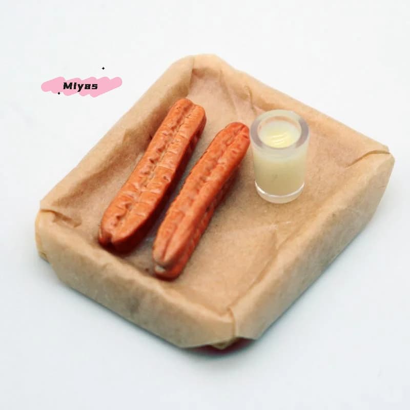Cucina per casa delle bambole in miniatura Giochi di finzione Regali giocattolo - Set di bastoncini per latte di soia e pasta fritta Ornamenti modello per bambini