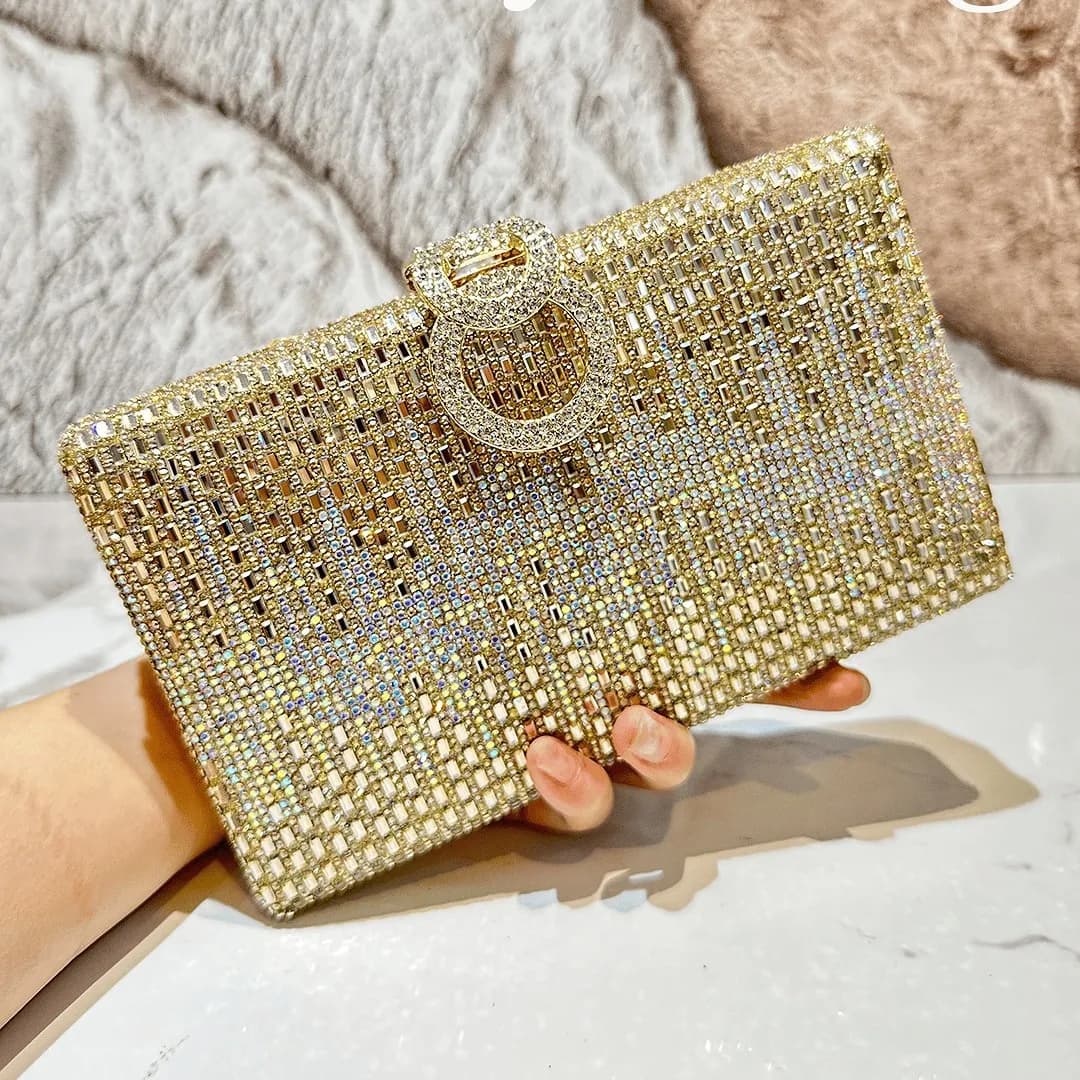 Shiny Rhinestone Evening Dress Wallet Crystal Diamond Women's Handbag Fashion Banquet Wedding Chain Shoulder Money Bag