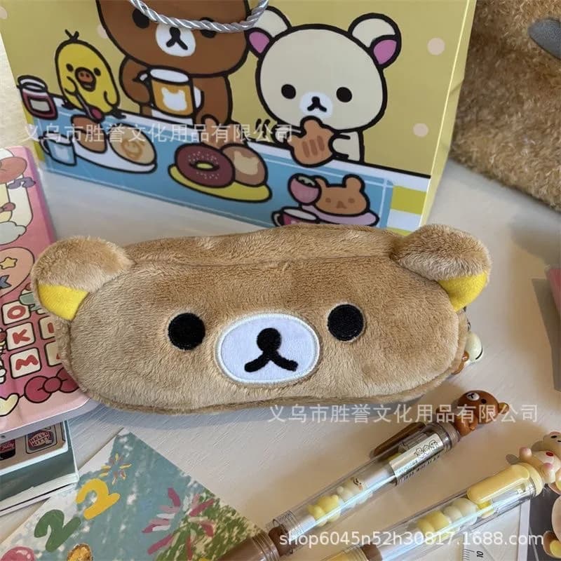 Rilakkuma Astucci per matite in peluche Nuovo relax Orso Borsa Kawaii Bambini Ritorno a scuola Astuccio per cancelleria Borse per cosmetici da donna Regalo per bambini