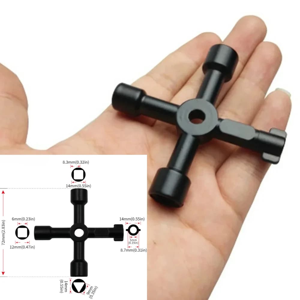 4 in 1 multifunction hydraulic electrician key utility cross key triangular universal square key for gas train spur radiator