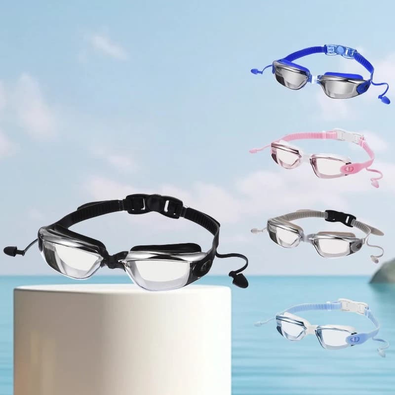 Occhiali: Occhialini da immersione professionali antiappannamento e impermeabili, auricolari integrati unisex, occhialini da nuoto ad alta definizione