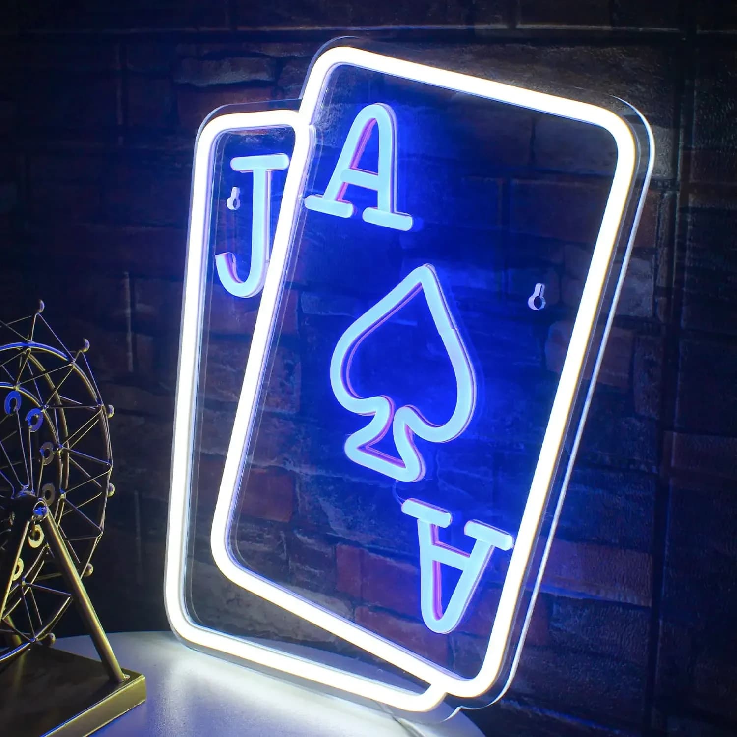Carte da gioco Insegne al neon Poker Teens Insegna al neon a LED per camera da letto Bar Hotel Festa di compleanno Casino Decorazione da parete USB dimmerabile