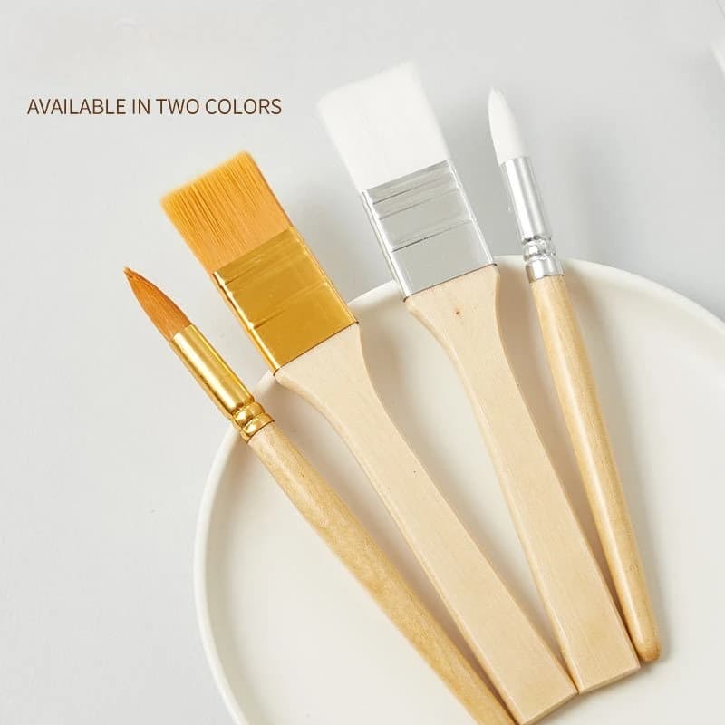 6 pcs set multifunctional wooden short pole oil brush nylon hair brush acrylic watercolor pen art paint drawing supply