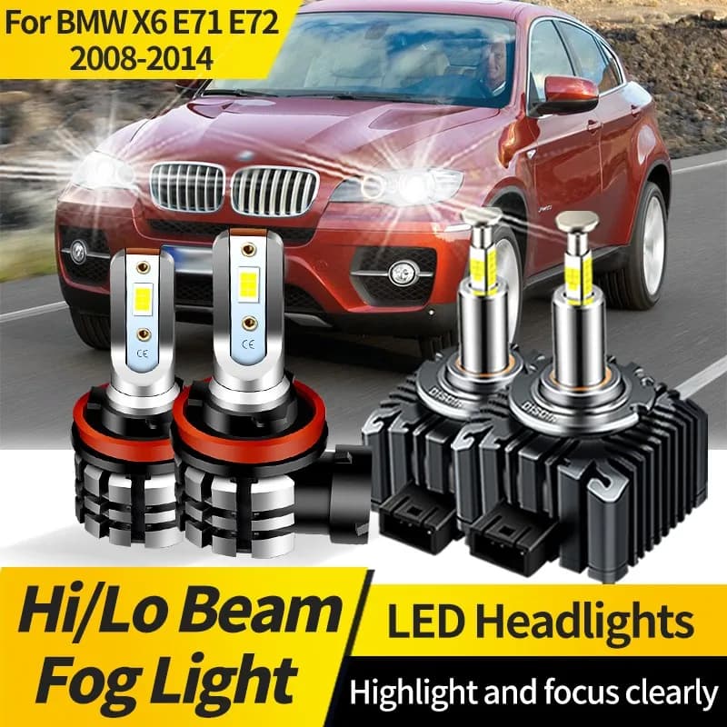 2PCS Per BMW X6 E71 E72 2008-2014 HID Lampadine Allo Xeno Sostituzione D1S H11 Faro A LED Canbus 6000K LED Bianco Hi/Lo Fascio Fendinebbia