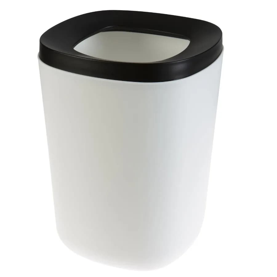 2 Tone 2 Piece Wastebasket in Black and White - 7.2"x 7.2"x 9.8"