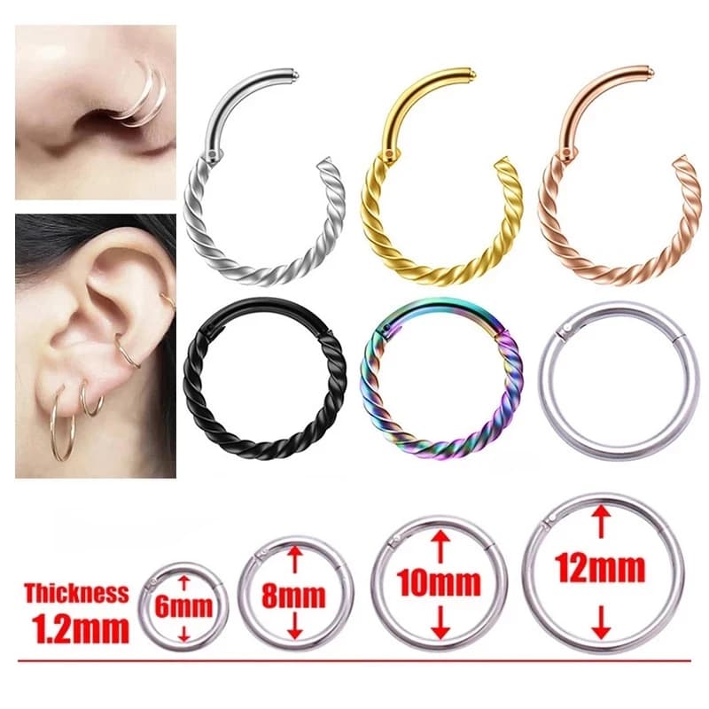 1 pezzo 16G acciaio chirurgico incernierato segmento clicker anello naso setto elica cartilagine Daith twist hoop orecchino penetrante