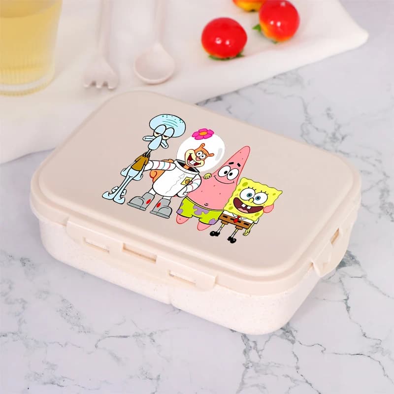 Nuova Scatola Porta Pranzo SpongeBob SquarePants con Stampa Anime Cartoon, Contenitore per Alimenti Caldi Kawaii per Bambini, Regalo