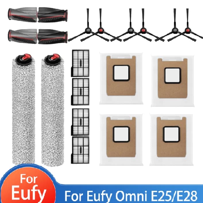 Compatible For ( Eufy Omni E25 / E28 ) Vacuum Parts Filter Main Roller Side Brush Roller Mop Cloth Dust Bag Replacemet Parts