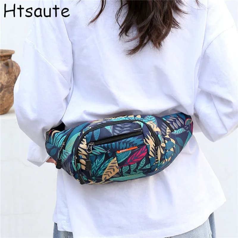 Women's Shoulder Bags Single Shoulder Bag Printed With Nylon Leaves Fashion Shoulder Bags for Travel Waist Bag