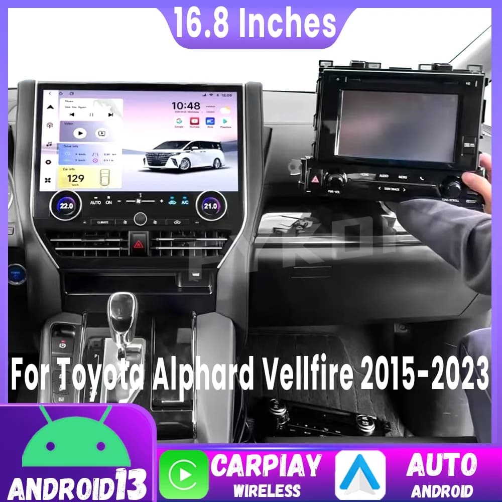 Qualcomm6125 Android13 16.8" For Toyota Alphard Vellfire 30 Serie A30 H30 Upgrade 40 2015-2023 Car Radio Carplay 4G GPS DSP WIFI
