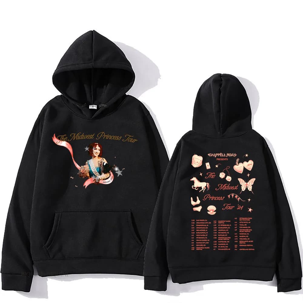 The Midwest Princess Tour 2026 Chappell Roan Felpe con cappuccio Ropa Hombre Sudaderas Autunno in pile Abiti comodi Uomo Unisex Streetwear