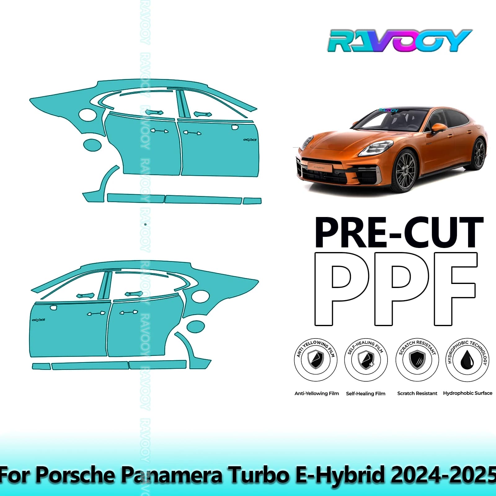 Per Porsche Panamera Turbo E-Hybrid 2024-2025 8.5mil Trasparente Opaco Pre-Cut PPF Porta e Pilastro A/B Kit TPU Pellicola di Protezione Della Vernice Set