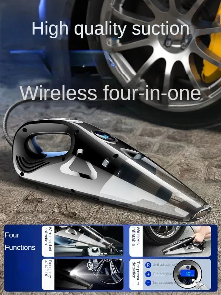 Aspirapolvere e pompa d'aria versatili per auto con ricarica wireless e forte aspirazione