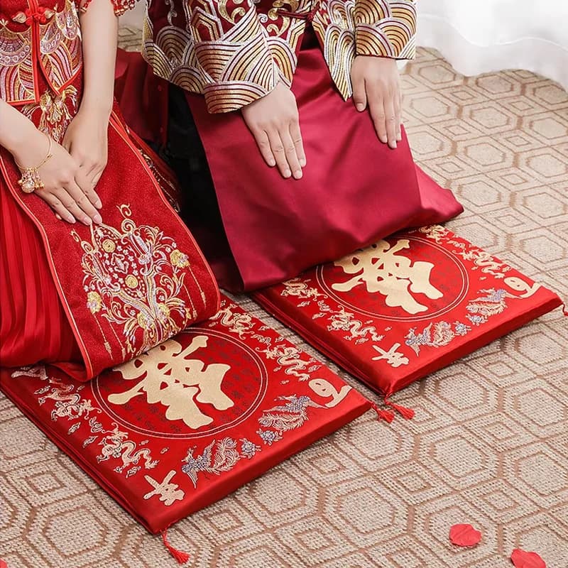 1 paio di cuscini per sedili in ginocchio addensato per matrimonio in stile cinese, rosso, per Capodanno, matrimonio, sposa, regali, finestra, divano, decorazioni per la casa