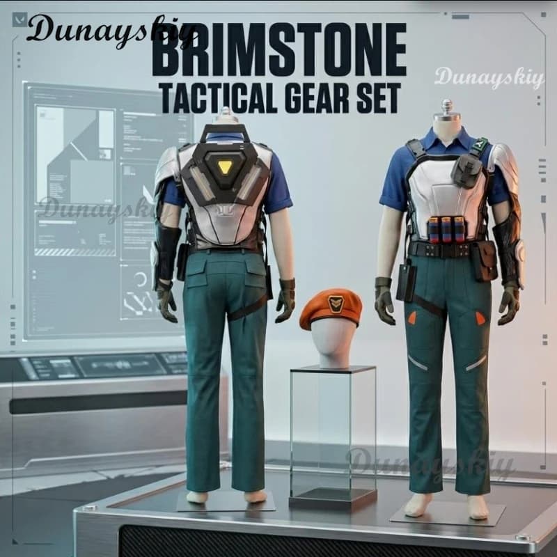 Costume cosplay Brimstone da VALORANT, uniforme 3D per Halloween, Natale ed eventi.