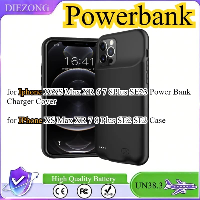 Custodia Batteria da 10000mAh per iPhone X/XS Max XR 6 7 8Plus SE23, Power Bank Caricabatterie per iPhone XS Max XR 7 8 Plus SE2 SE3