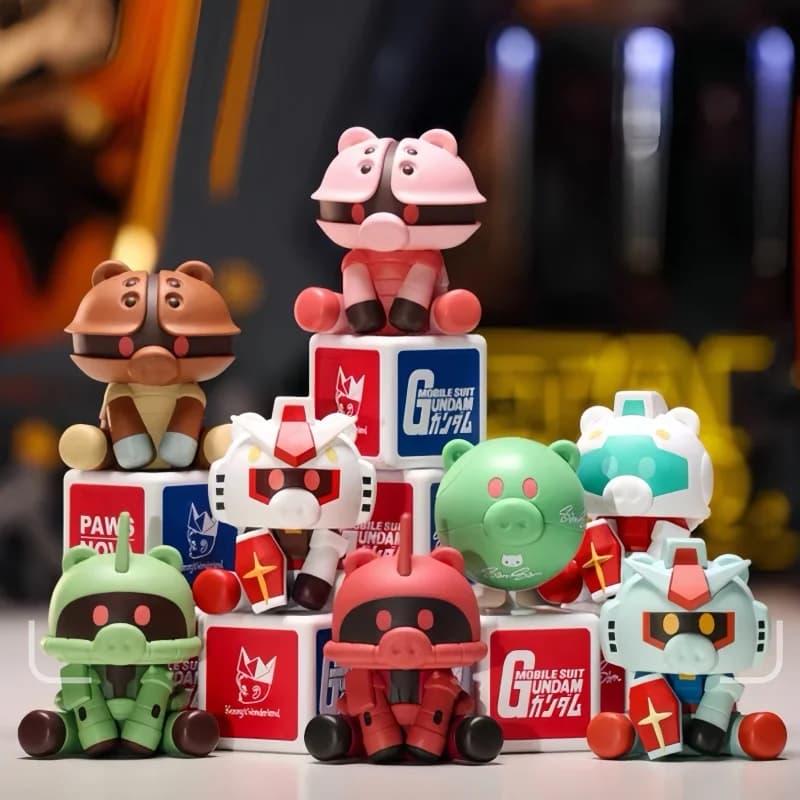 Nuovo Bandai Originale Gundam Samsam Gundam-Play Series Trendy Blind Box Toy Figurina da Collezione a Forma di Naso di Maiale Ornamento da Scrivania Giocattolo Anime