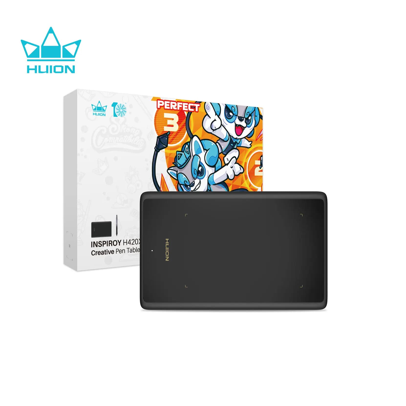 HUION H420X Tavoletta grafica portatile da 4,17x2,6 pollici Tavoletta digitale artistica compatibile con Windows Mac Linux Android