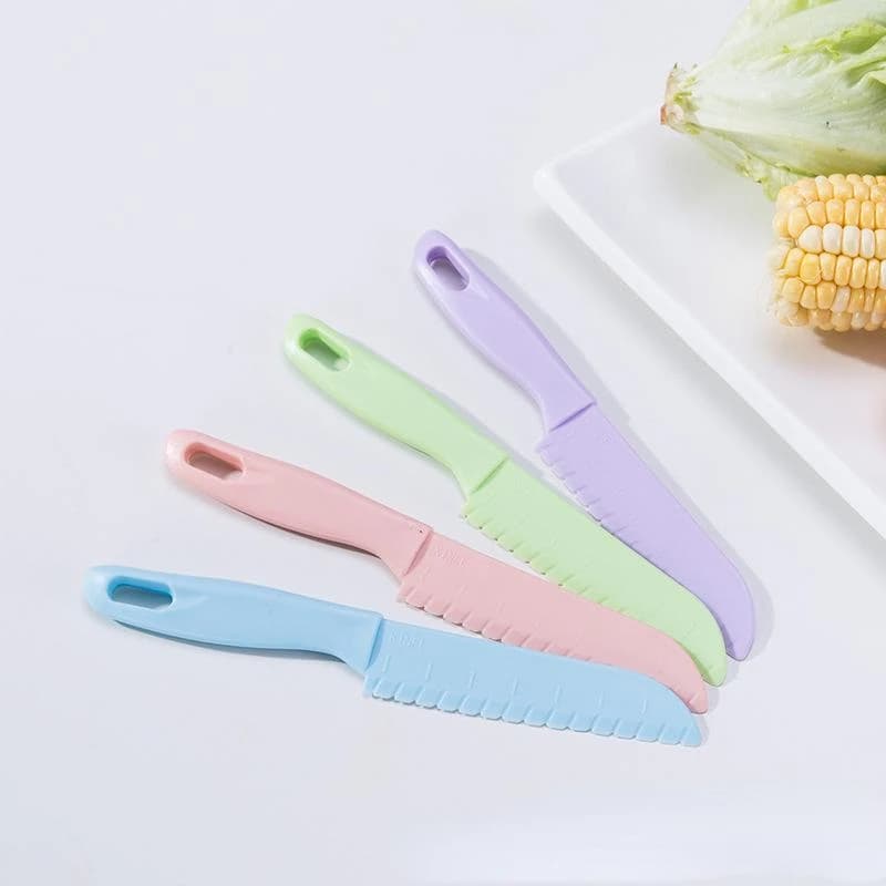 Taglierina a dente di sega Coltello da frutta in plastica Coltello da cucina sicuro Chef per bambini per pane Lattuga Coltelli da cucina per bambini Coltelli da sbucciare per bambini