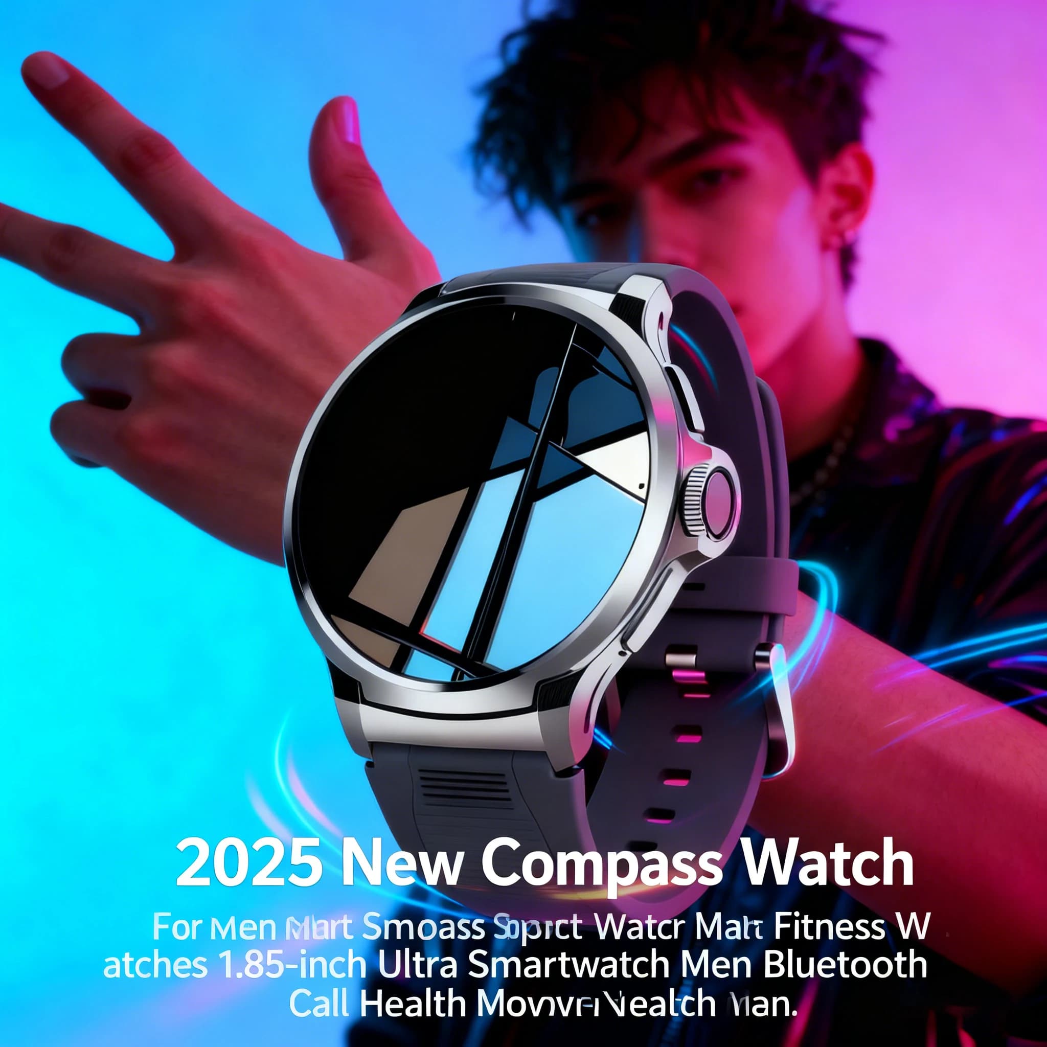 Bluetooth call 360*360 AMOLED Screen 1.85 inch HD 2025 New GPS Track Smart Watch Man Mah Battery Sport Sport Smartwatch Gift