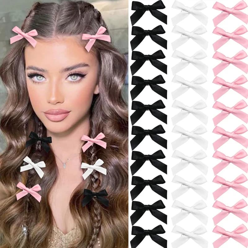 30 multipurpose hair clips with bow - 1.2 inch satin bow clips, DIY hair accessories, clothing and party decorations