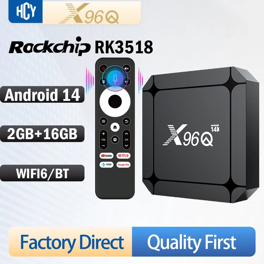 OTT TV BOX X96Q RK3518 Android 14 TV Box 5G Wi-Fi 6/BT 5.4