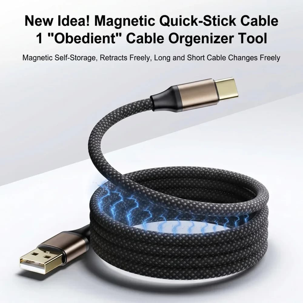 Magnetic 240W Fast Charger Cable USB C To C for iPhone 17/16 60W USB A To C Data Charging Wire for Laptop Samsung Mobile Phone