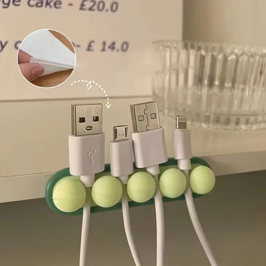 Clip per gestione cavi in silicone da 1 pezzo per tavolo e comodino, organizer per cavi, clip per staffa per cavo di ricarica per pareti e tavoli