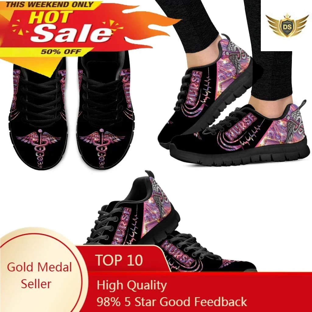 Fashion Nursing Print Outdoor Shoes Lightweight Basketball Shoes with Fashionable Pink Design Platform Casual Gymnastics Shoes Zapatos