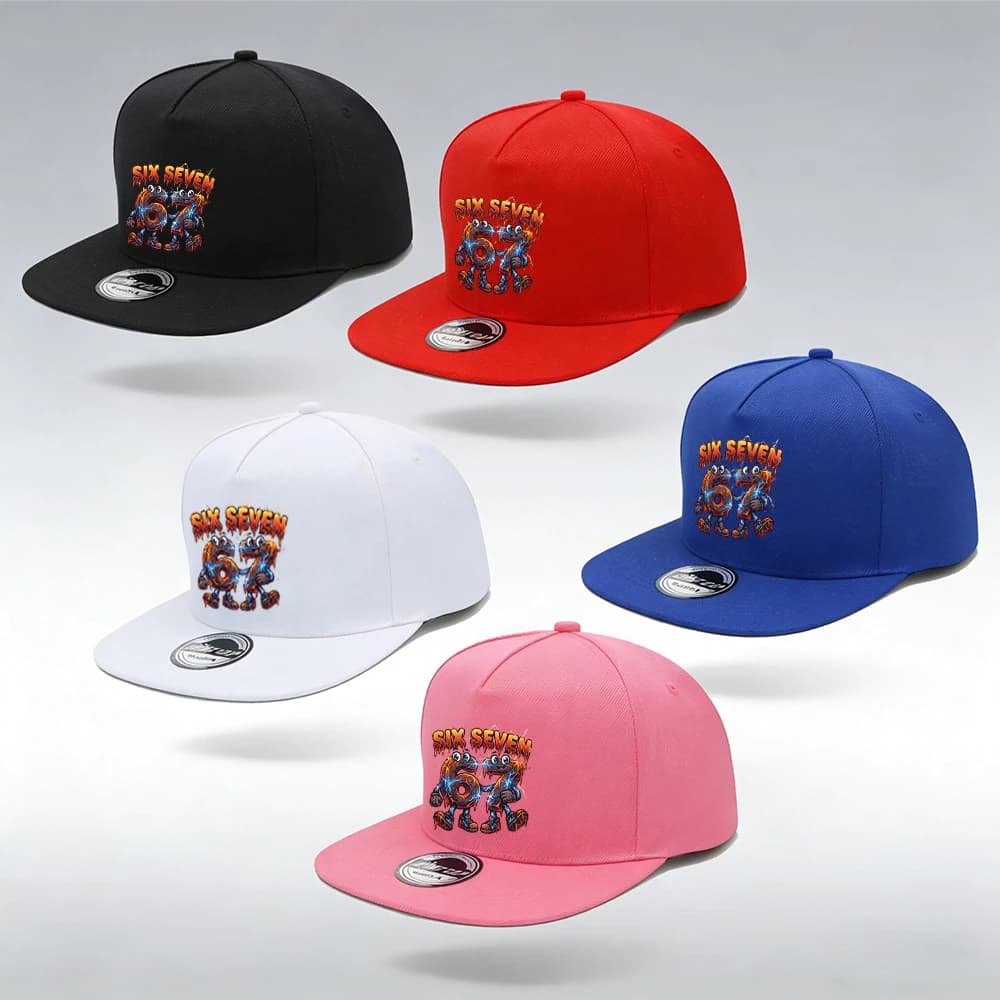 1/2 Cartoon Printed Baseball Cap, Adjustable Flat Edge Hip-Hop Snap Button Hat, Suitable for Daily Casual Outdoor Sports