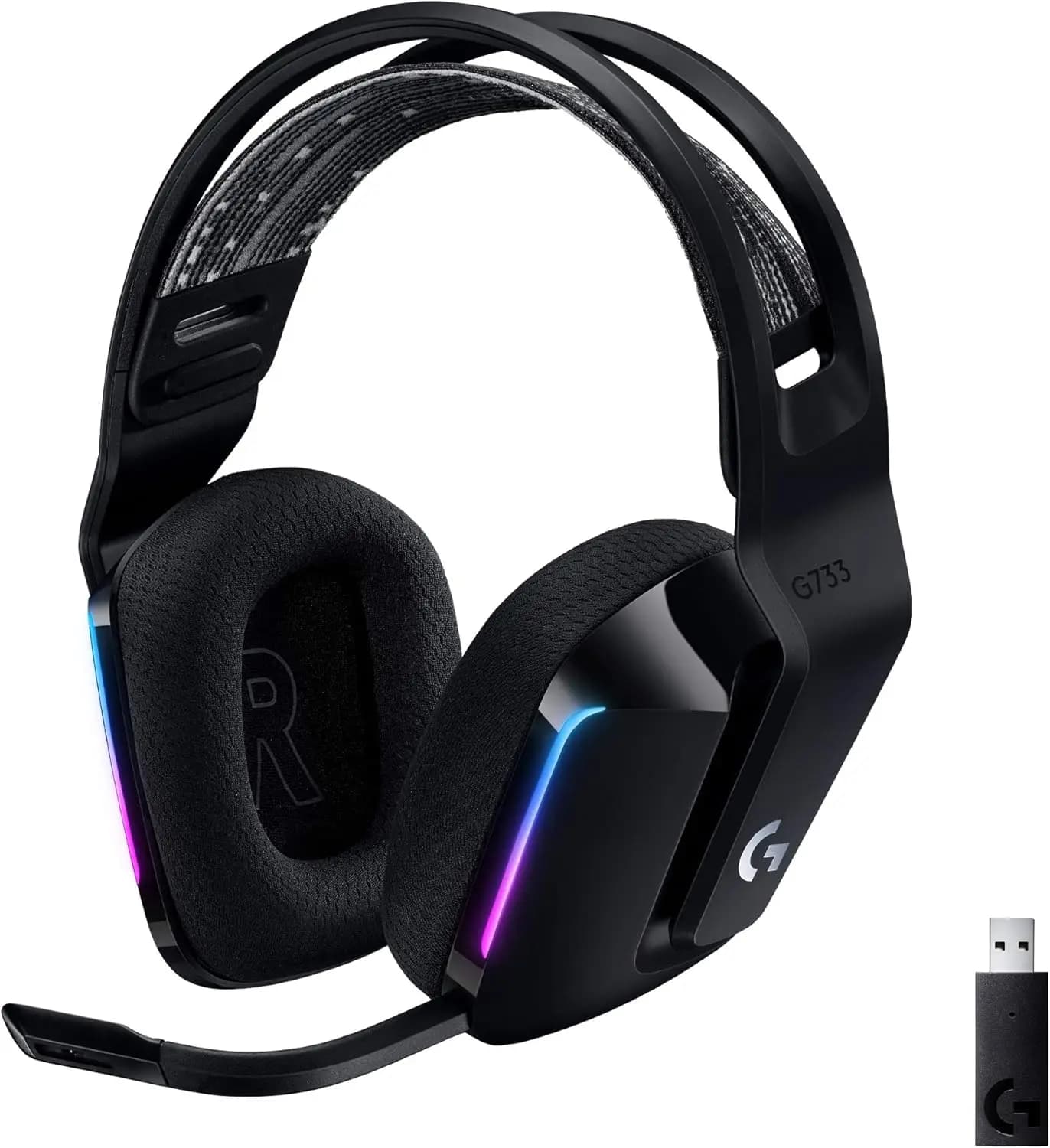 Wireless gaming headphones with RGB lights, hanging arch, transparent microphone and professional audio - Compatible with PC, PS5, PS4, Switch