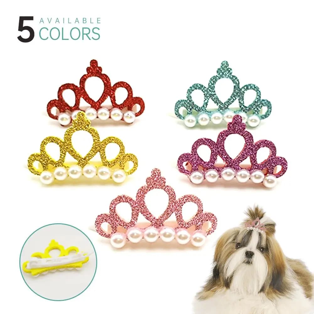 Perla NUOVI Forniture per animali domestici Copricapo per animali Accessori per cuccioli Toelettatura per gatti Fermaglio per capelli Forma a corona Papillon Forcina Bowknot per cani