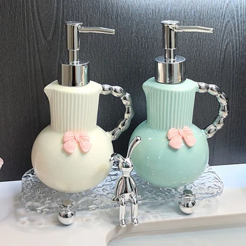 WHYOU Cermic Bottiglia di lozione per shampoo separata, dispenser di sapone liquido, emulsione, bottiglie di auguri per le mani in lattice, set di accessori per il bagno